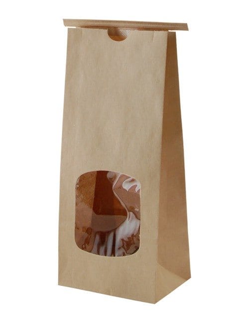 Compostable Kraft Paper Bag with Tin Tie with Window 500x650