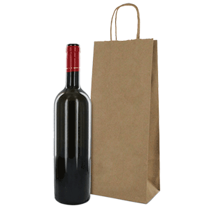 RECYCLED Brown Kraft Single Wine Bottle Paper Bags 300Z