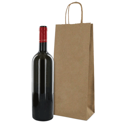 RECYCLED Brown Kraft Single Wine Bottle Paper Bags