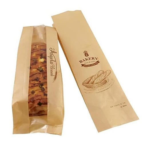 Sacchetti di carta Kraft marroni Sacchetti di imballaggio per pane tostato da forno