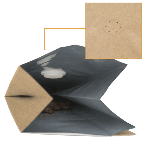 Kraft Coffee Bags w degassing Valve