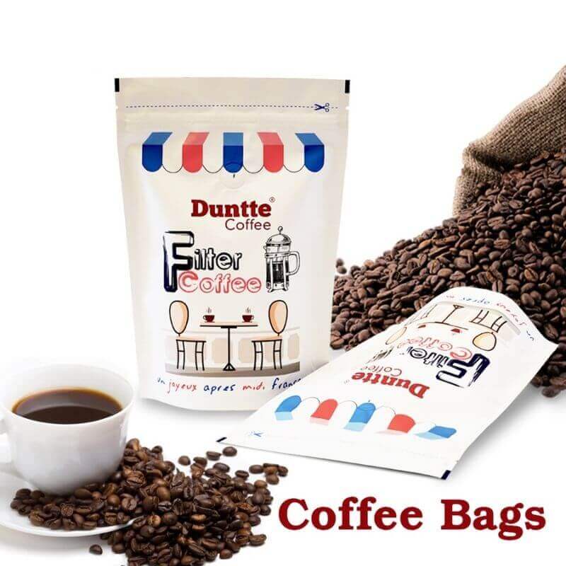 Bottom gusset stand up coffee bags with ziplock