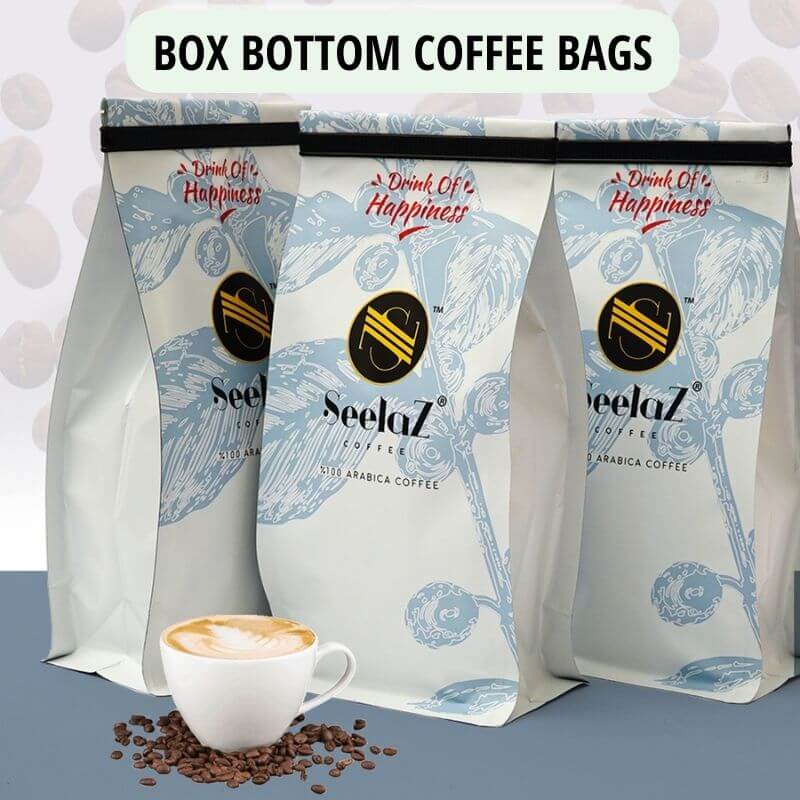 Box Bottom Coffee Bags With Tin Tie