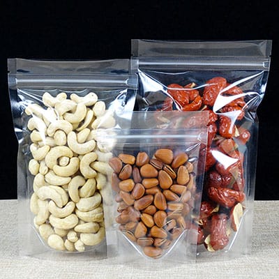 Clear Stand Up Self Sealing-Plastic Packaging Bags for Food Coffee