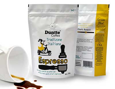 Espresso printed coffee bags