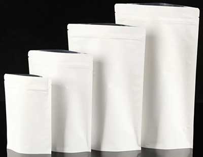 White stand up coffee bags