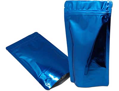 blue glossy aluminum foil mylar bag