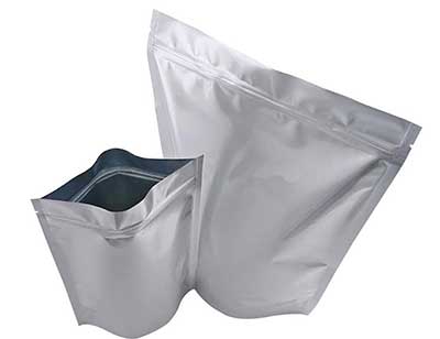 Alu Silver Stand Up Pouch with ziplock