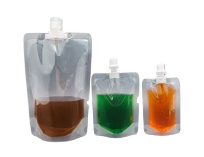 Stand Up Spout Liquid Bag Flask Pouch With Cap ~ Clear ~ 16oz