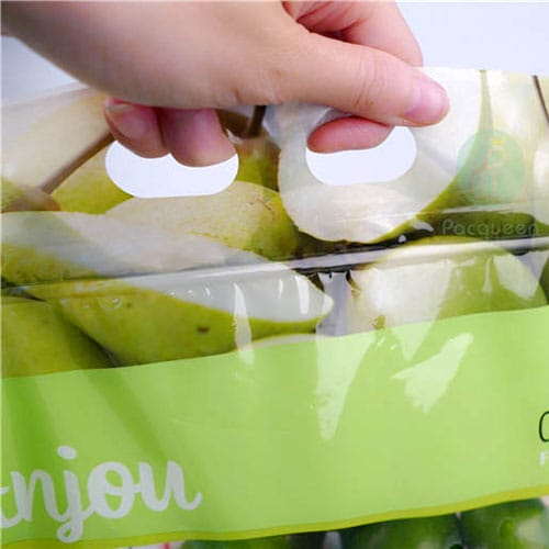 Handle grip of slider vented produce bag