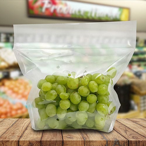 Vented produce bag for grapes